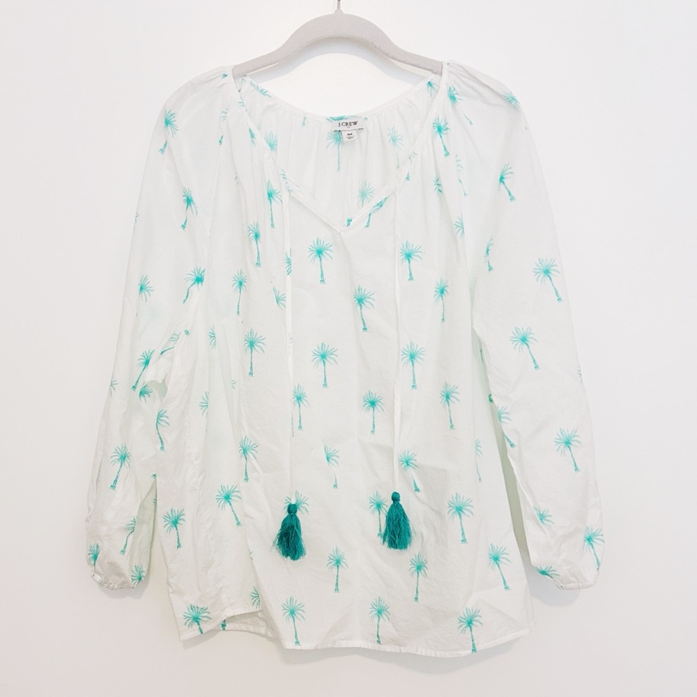 J. Crew Factory Palm Tree Print Popover Shirt